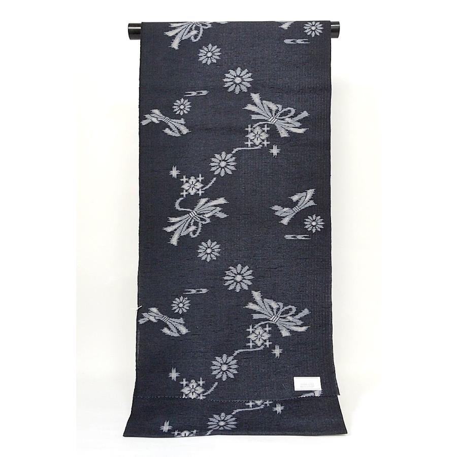 女性浴衣 ウ着尺 反物 濃グレーりぼん 生地 手洗い 女物 未仕立て レディース 着物 浴衣 浴衣 浴衣反物_3