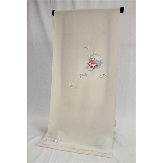 正絹附下着尺 反物訪問丹後ちりめん生地使用 若芽色ぼたん 菊 梅  