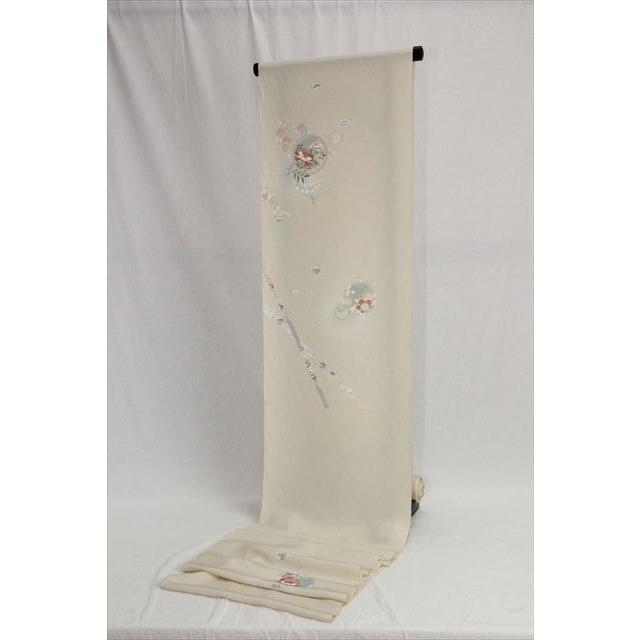 正絹附下着尺 反物訪問丹後ちりめん生地使用 若芽色ぼたん 菊 梅  