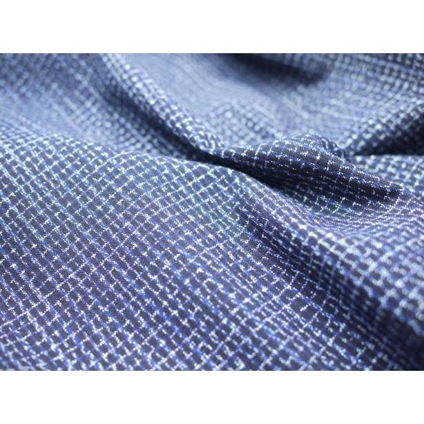 店舗 本場久留米絣着尺濃紺 縦横絣 手織り 先染め 綿紬着尺 レディース