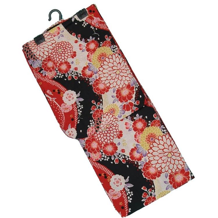 送料無料 浴衣・作り帯・おまかせ下駄の3点セット □ 浴衣 黒×白