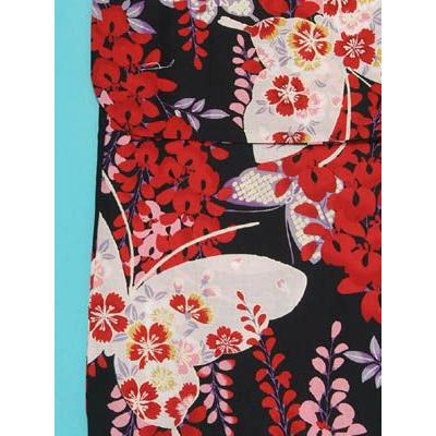 浴衣 レディース 黒 蝶々 浴衣帯 下駄 浴衣3点セット可 可愛い