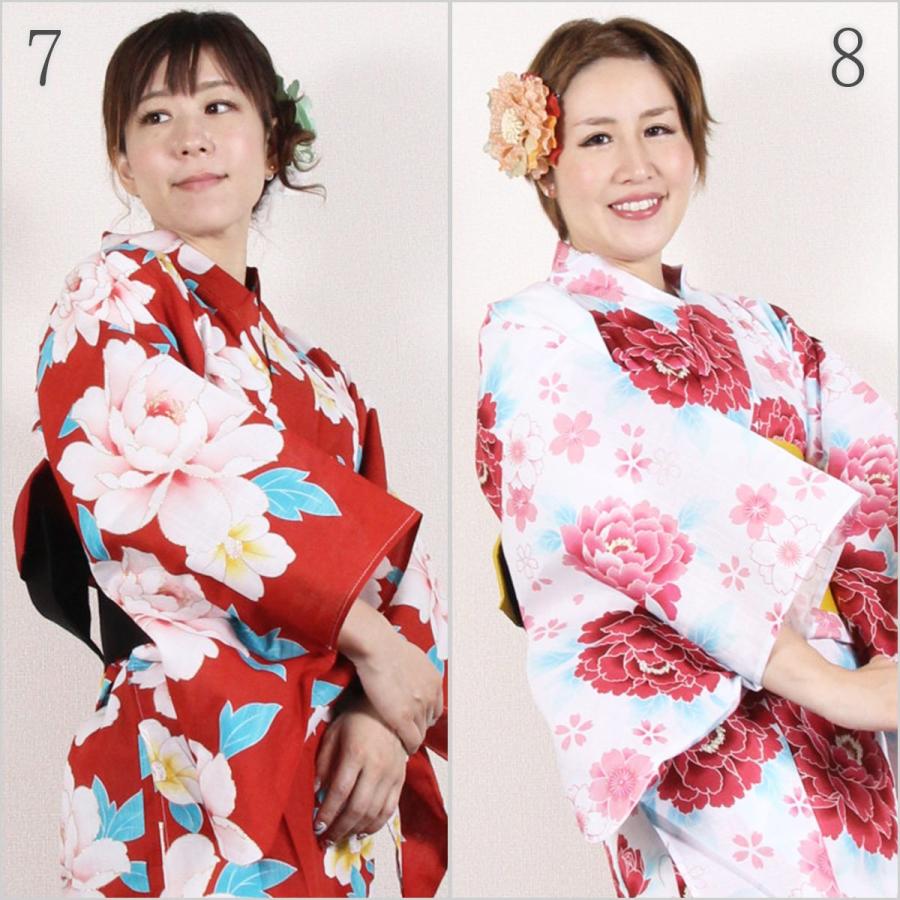 【新品】女ゆかた　Ｆサイズ 浴衣 レディース 大人可愛い 女性浴衣単品「檸檬・八重椿・クレマチス