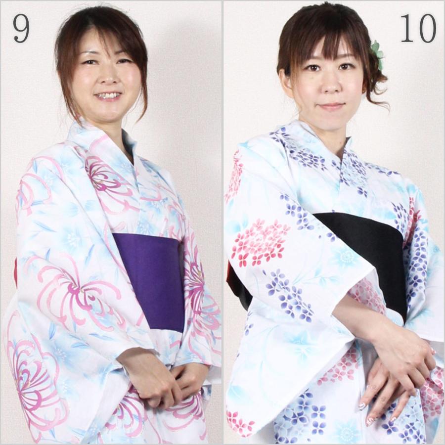 【新品】女ゆかた　Ｆサイズ 浴衣 レディース 大人可愛い 女性浴衣単品「檸檬・八重椿・クレマチス
