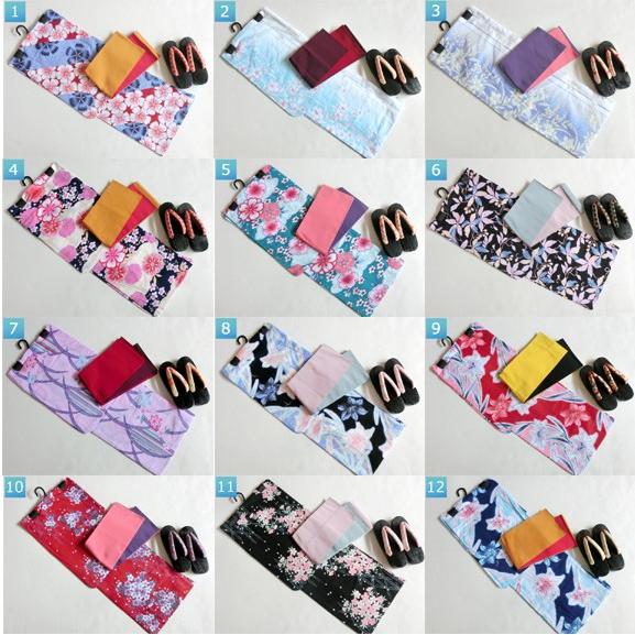 浴衣3点セット】【浴衣＋訳あり小袋タイプ無地リバーシブル帯＋下駄