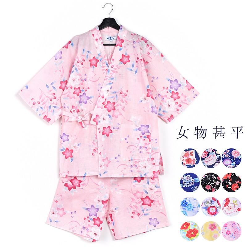 甚平 レディース 浴衣生地使用 フリーサイズ Mサイズ Lサイズ 夏 ピンク ブルー ブラック 花柄 可愛い :y1j-74346:浴衣 七五三 とせんプライム店 通販 未使用品 甚平 女の子 150cm〜160cmくらい Mサイズ