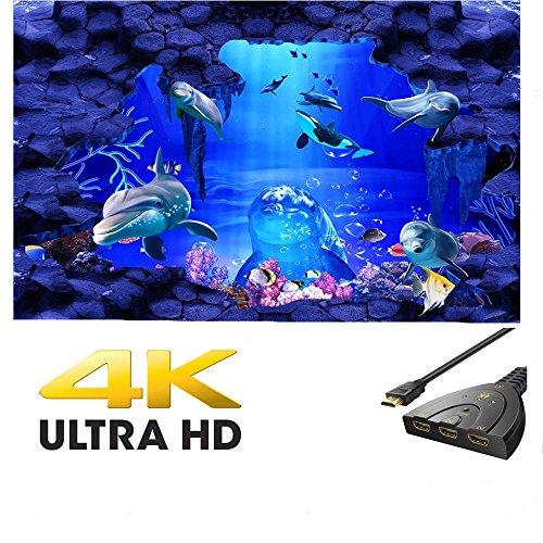 HDMI切替器 GANA 4Kx2K HDMI分配器/セレクター 3入力1出力 1080p/3D対応(メス→オス) 電源不要 Apple TV/Chromecast Stick/Xbox One ゲーム機 液晶テレビ対応 (H｜toshichan-shop｜03