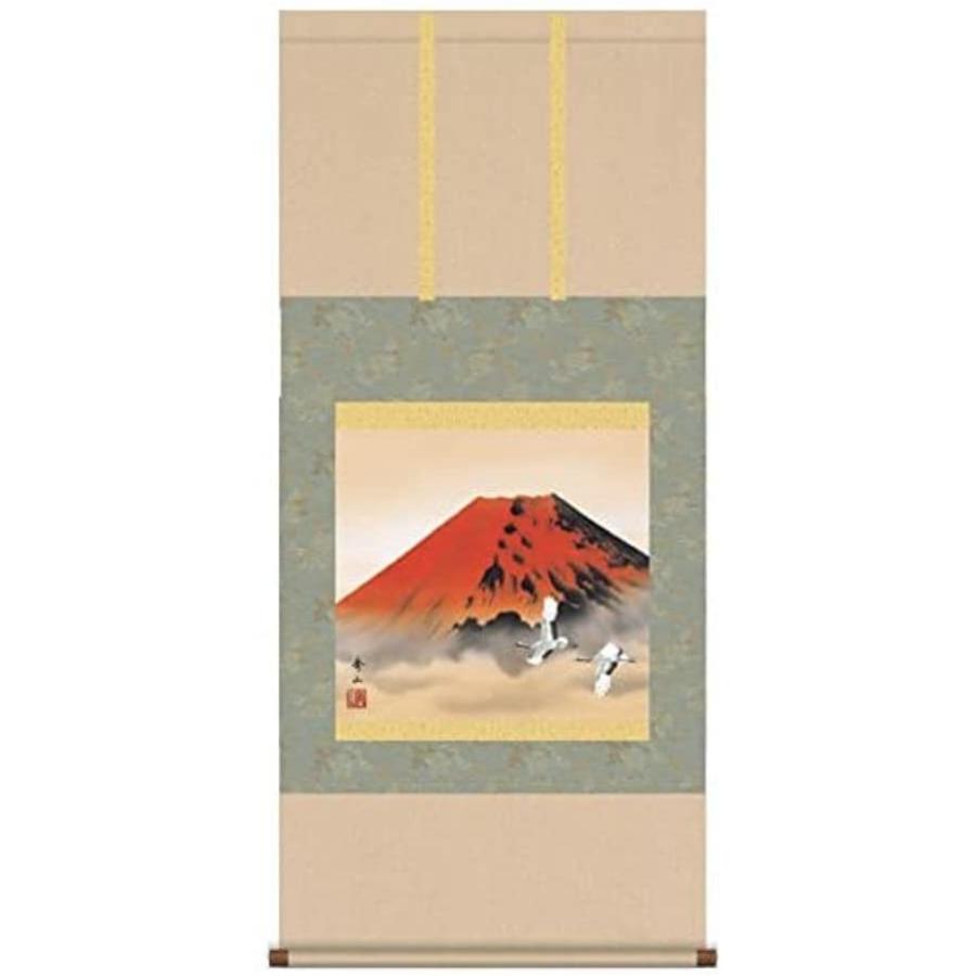 最高の品質の  掛け軸-赤富士飛翔／鈴村　秀山（尺五横） オブジェ、置き物
