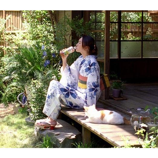 竺仙浴衣反物 綿絽 白地に桜 紺青水色グレーぼかし/十六茶CM 竺仙浴衣反物 綿絽 白地に桜 紺青水色グレーぼかし/十六茶CM