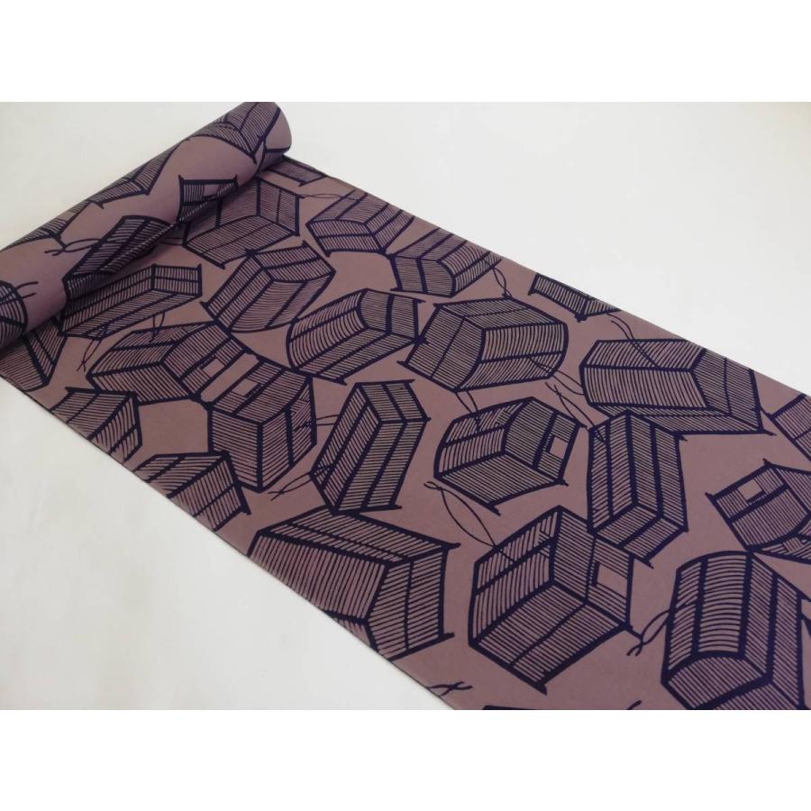 送料込 男物注染浴衣反物 小豆色系 デザイン線の虫かご オシャレ職人染め 竺仙等の江戸オシャレゆかた好きに 正規激安 Kuljic Com