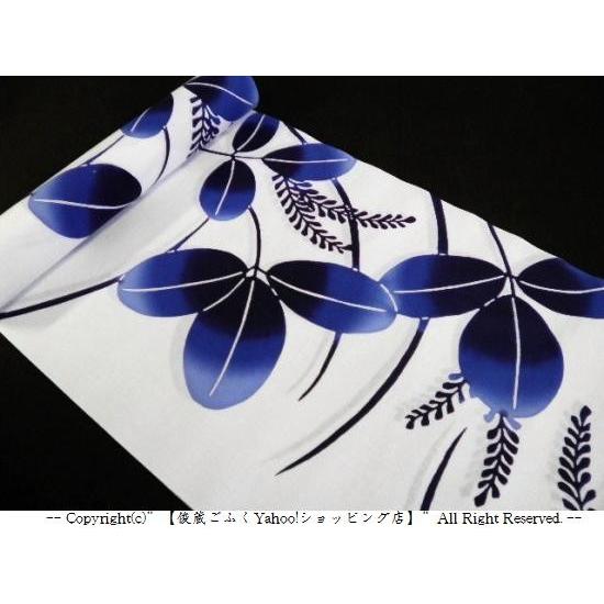 浴衣 白地に濃紺柄　　本染め 手染め注染浴衣3点セット utatane×注染工房 白地に紺の麻の葉と