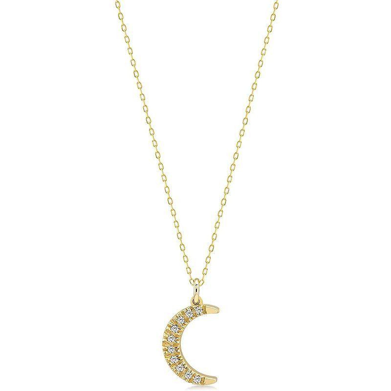 大切な人へのギフト探し GELIN Diamond Crescent Necklace in 14K Yellow Gold for Women ネックレスチェーン
