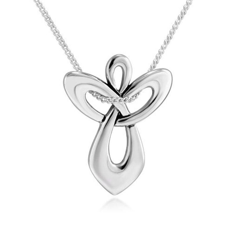 Jewels Obsession Silver Angel Necklace Rhodium-plated 925 Silver Angel Pendant with 18 Necklace