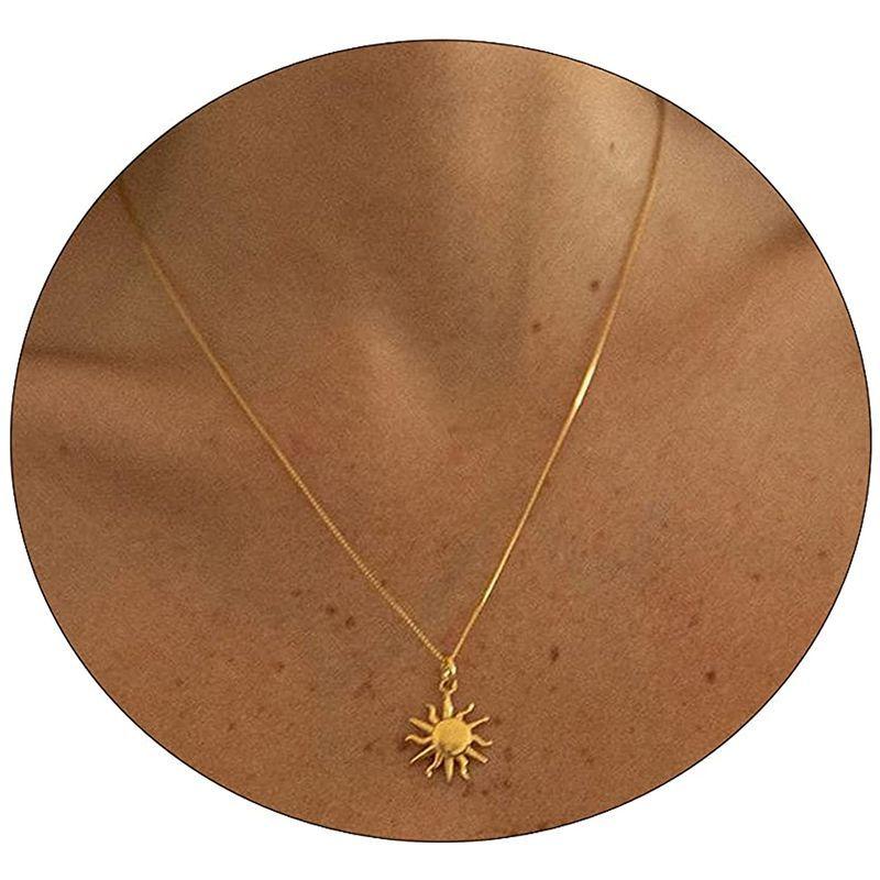 【35％OFF】 Viromy Filled Gold 14K Women for Necklace Pendant Flower Sun Delicate ネックレスチェーン