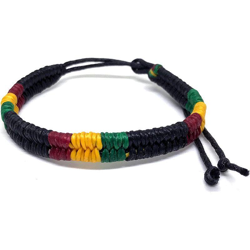Rasta Plaided Braided Cotton Bracelet - Jamaican Adjustable Wristband