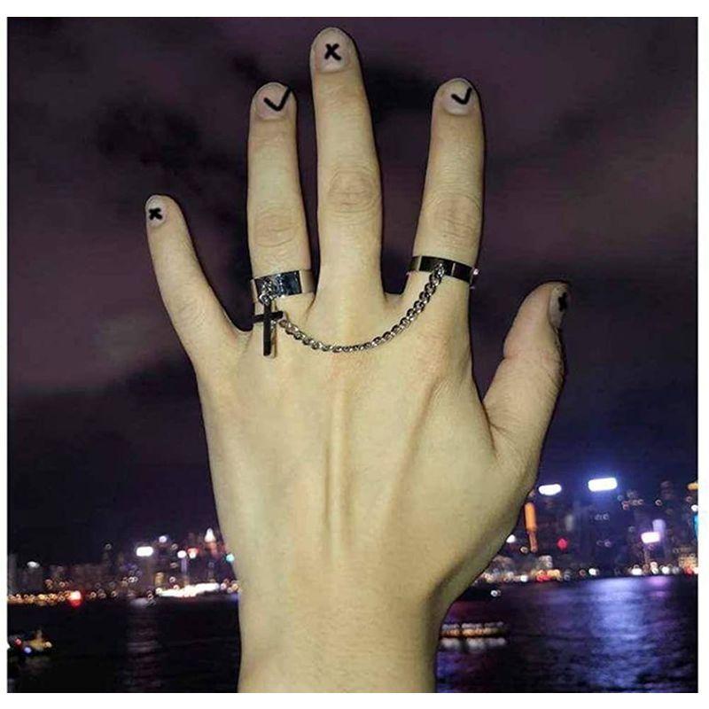 雑誌で紹介された Gothic Simple Desi Charm Silver - Girls and Women for Chain Ring Cross 指輪