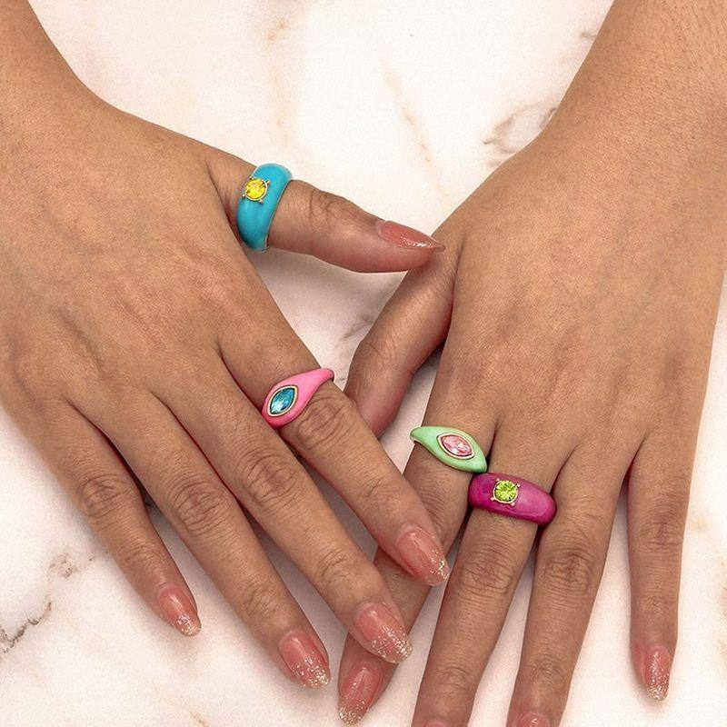 【最安値】 Graeen R Style Y2k Candy Set Ring Oil Dripping Rings Stackable Knuckle 指輪
