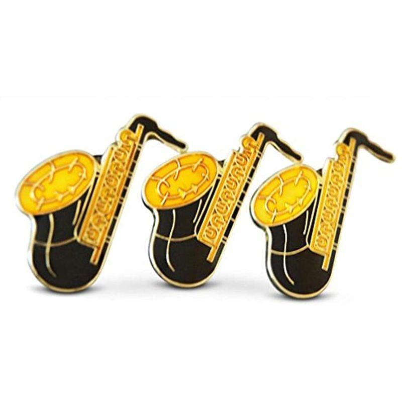 【驚きの価格が実現！】 Novel Merk 3-Piece Brass Saxophone Musician Lapel or Hat Pin & Tie Tac ブローチ