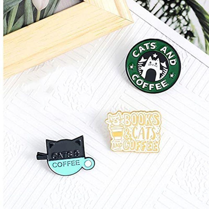超人気 Cat Pcs 3 Acxico Pin B Coffee Lover Jewellery Gift Enamel Brooch Badge ブローチ Psicanalise Sp Com Br