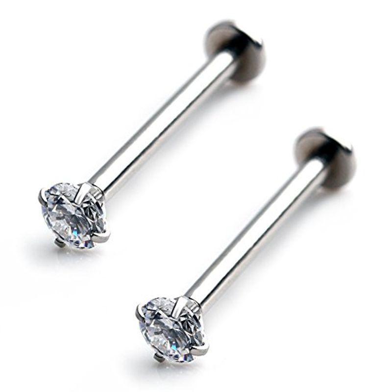 チョイキズ特価 Ruifan 2pcs Clear Cubic Zirconia Tongue Labret Cheek Ring Piercing Ret 魅了 Colegiolarepublica Cl