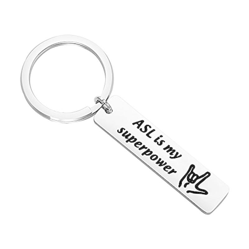 ASL Gift Deaf ASL Jewelry Language Sign Superpower My is ASL Keychain ボディー 熱販売