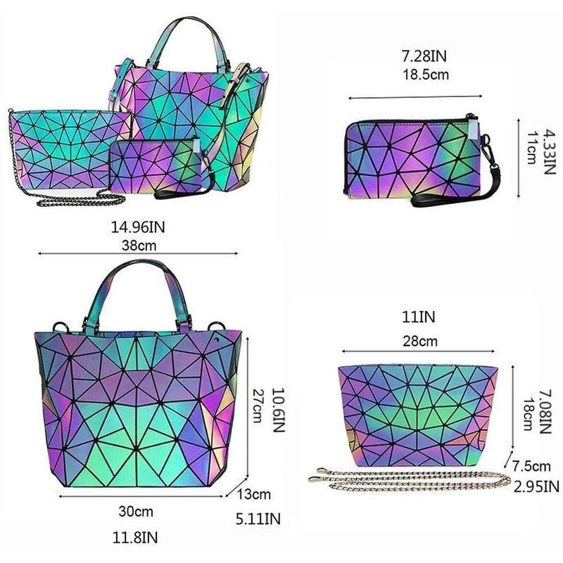 【初回限定お試し価格】 Women Geometric Luminous Purses and Handbags Chic Stylish Color Changa ハンドバッグ