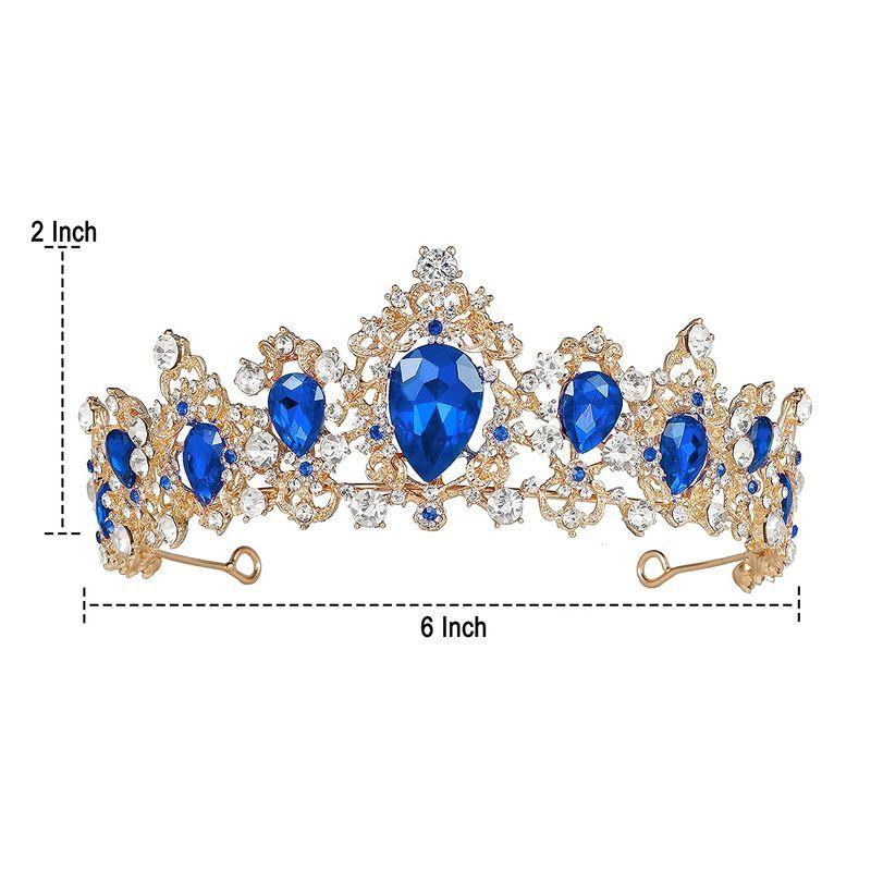 Blue Queen Tiaras for Women, Sapphire Birthday Crown for Women Girls P