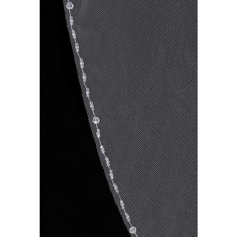 『5年保証』 SAMKY 1T 1 Tier Bugle CrystalS Beaded Wedding Veil - Ivory Fingertip L ブライダルアクセセット