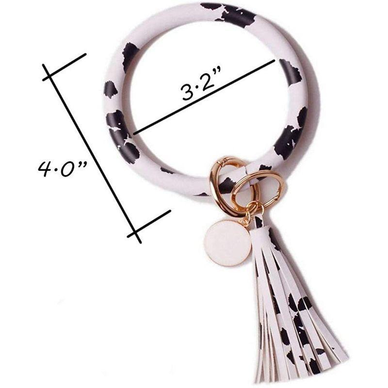 100%正規品 Lantintop Wristlet Tas Circle Leather Keyring Bangle Bracelet Keychain キーホルダー、キーリング