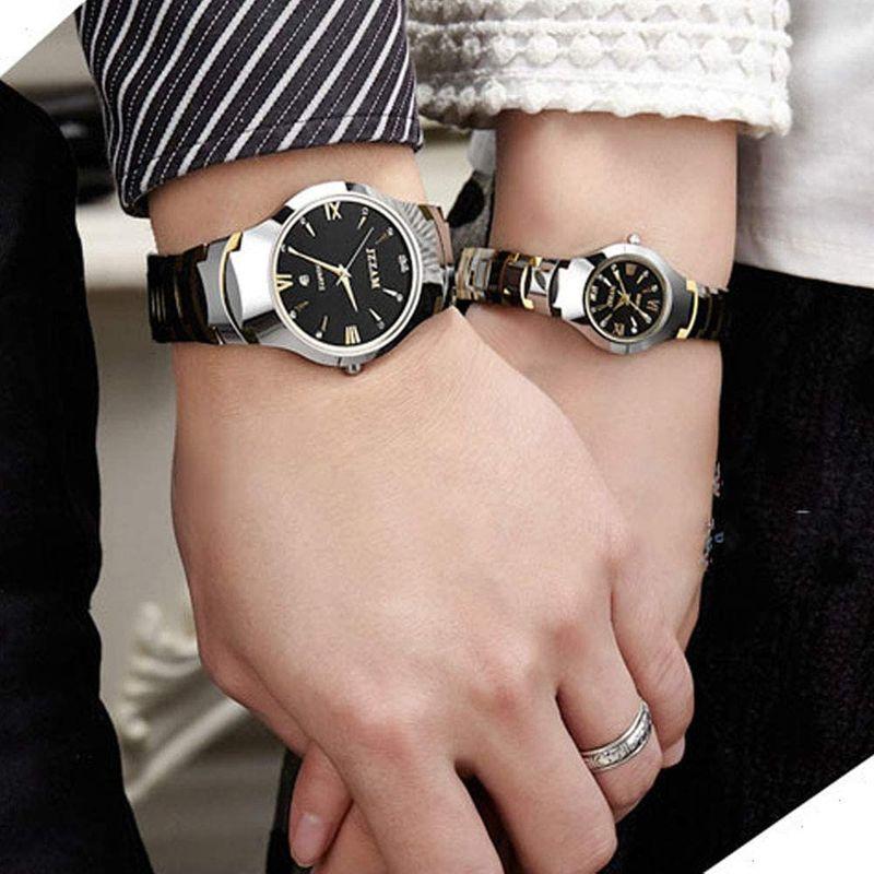 公式の店舗 JewelryWe Men's Qu Calendar Carbide Tungsten Watch Wrist Couple Womens ブレスレット