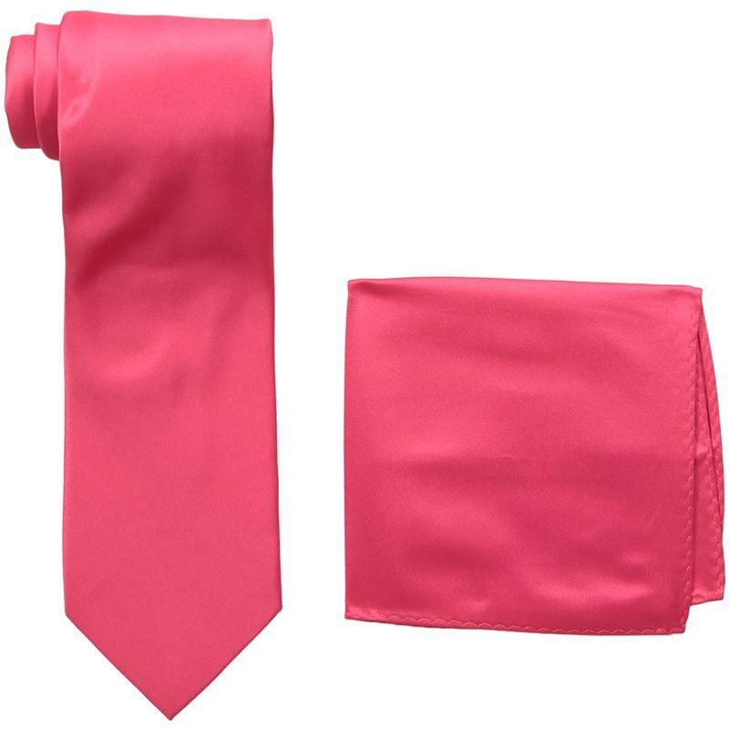 お歳暮 Stacy Adams Men's Satin solid Tie Set, Hot Pink, One Size ボウタイ、蝶ネクタイ
