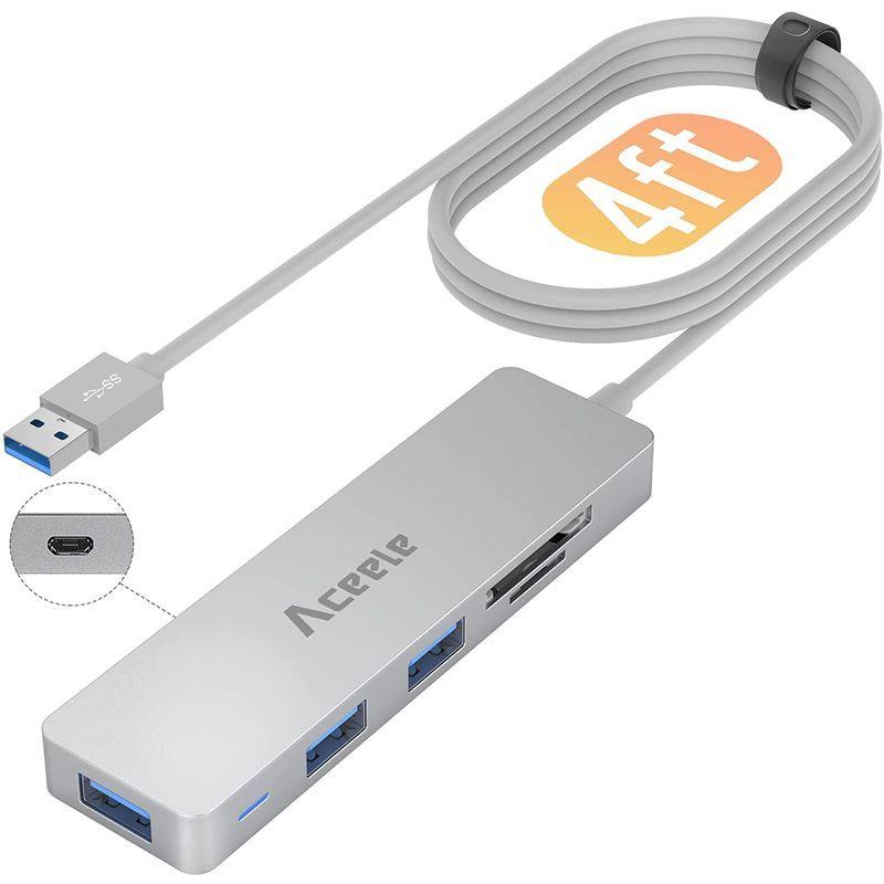 Aceele 3 Port USB 3.0 Hub with Card Reader(SD/TF), 6 in 1 Ultra Slim U USBポートロック