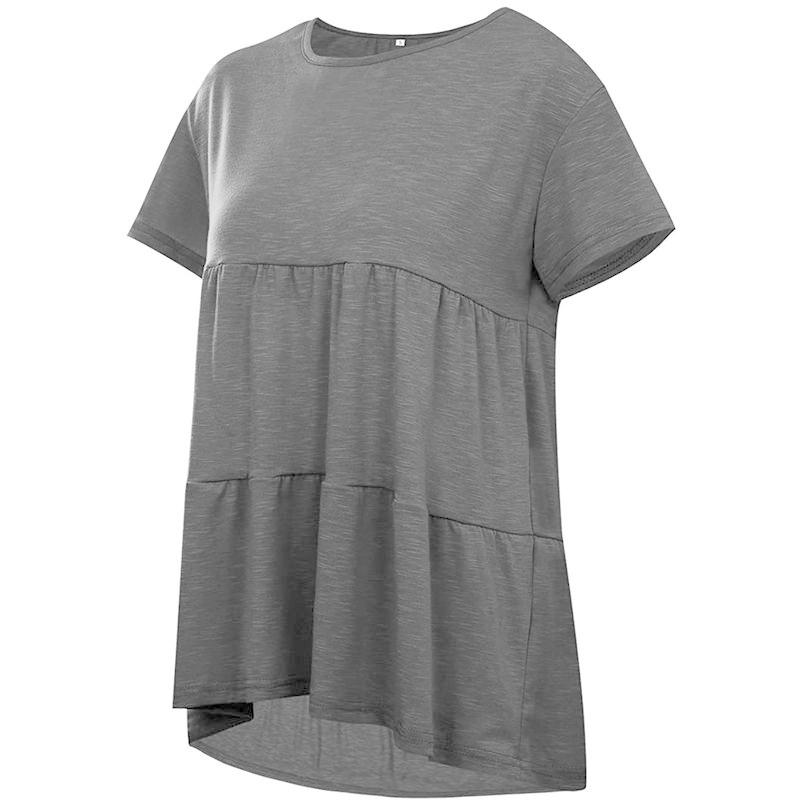 人気ブランドの新作 Women's Summer Peplum Babydoll Hem Low High Shirt T Loose Sleeve Short その他シューズ