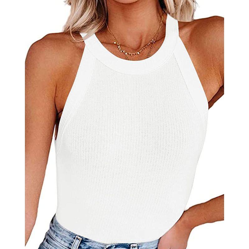 新版 Sleeveless Racerback Summer Tops Tank Dellytop Casual T Tank Neck High その他シューズ 新版 Sleeveless Racerback Summer Tops Tank Dellytop Casual T Tank Neck High その他シューズ