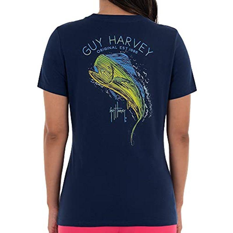 Guy Harvey Women's Mahi Scribble Short Sleeve V-Neck T-Shirt, Estate B
