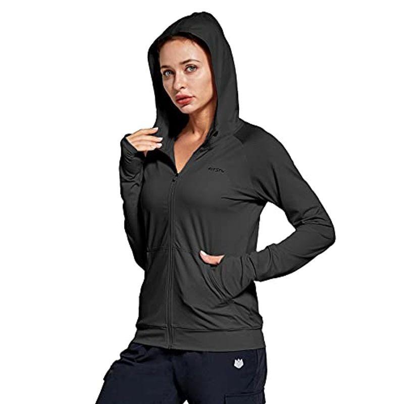 品質検査済 Sun 50+ UPF Womens FitsT4 Protection Slee Long Zip Full Jackets Hoodie ロープバッグ