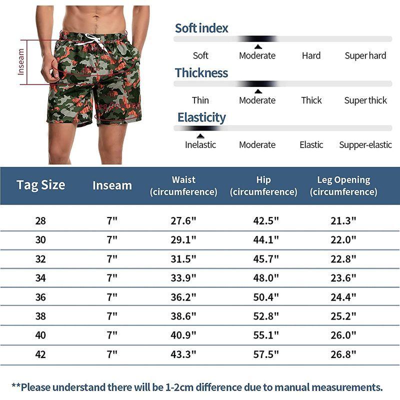 Tofern Board Short Solid Color Beach Adjustable Drawstring Men Athletic Shorts Bathing Suit with Mesh Lining
