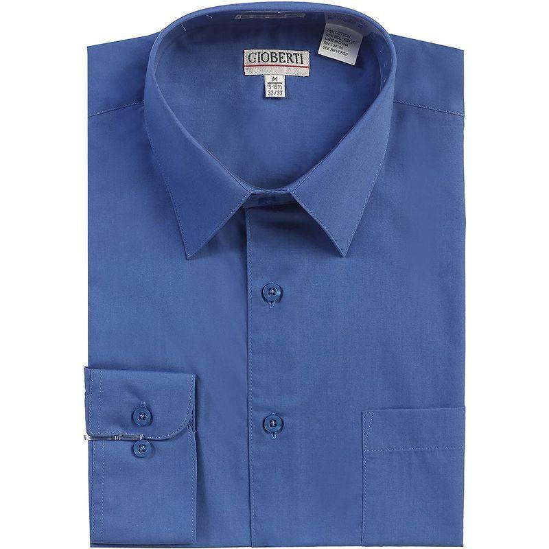 Gioberti Shirt Men's その他ワイシャツ Long ワイシャツ Sleeve Solid Dress Shirt, Royal  20220421180050 00238 u Blue ToshizoNetImportSelect B, 2X Large,