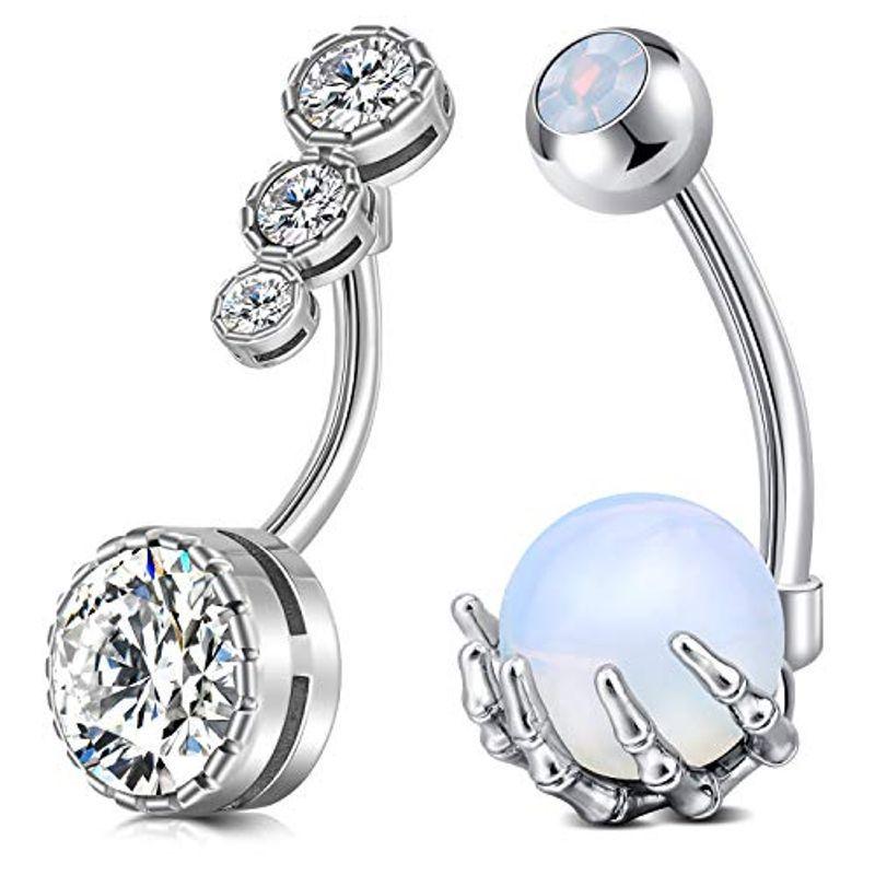 特価 316l Acefun Surgical Sku Rings Navel Cz Clear Rings Button Belly Steel ボディピアス