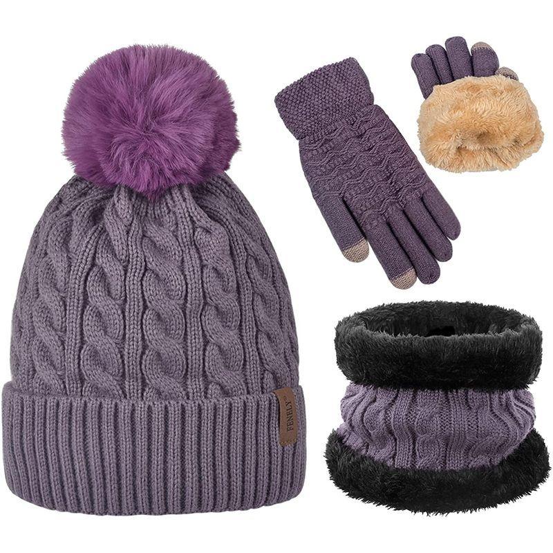 Womens Winter Beanie Hat Scarf and with Girls е…¬ејЏйЂљиІ© Cable Beanies Gloves Set