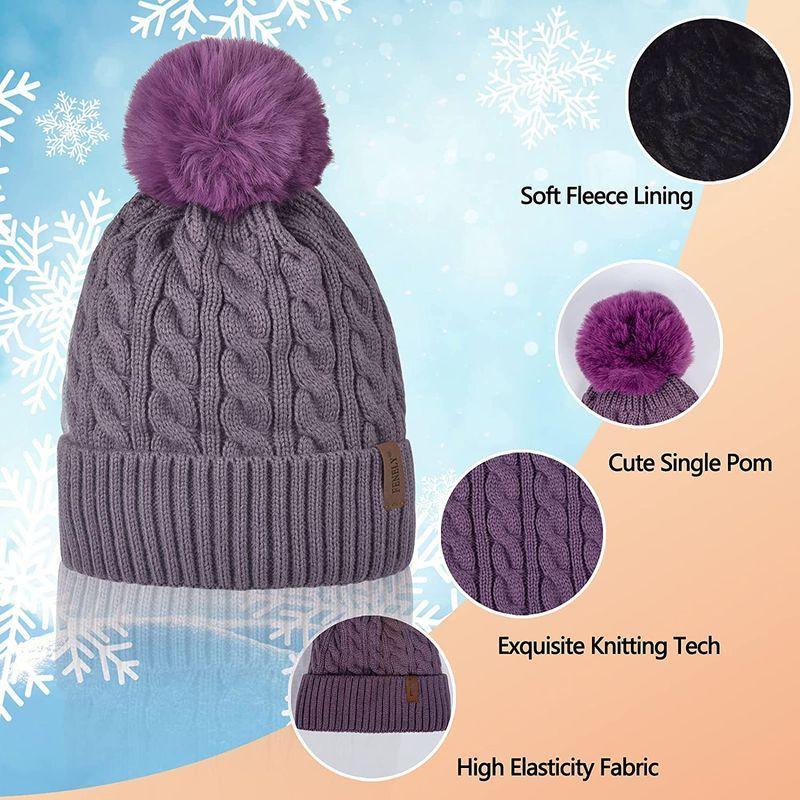 高質で安価 Womens Winter Beanie Hat Scarf and Gloves Set Girls Cable Beanies  with genia.cl