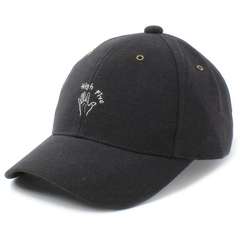 ベーシックエンチ Hand Sign Cap ハンド サイン キャップ 帽子 刺繍 親子 キッズサイズ ブラック