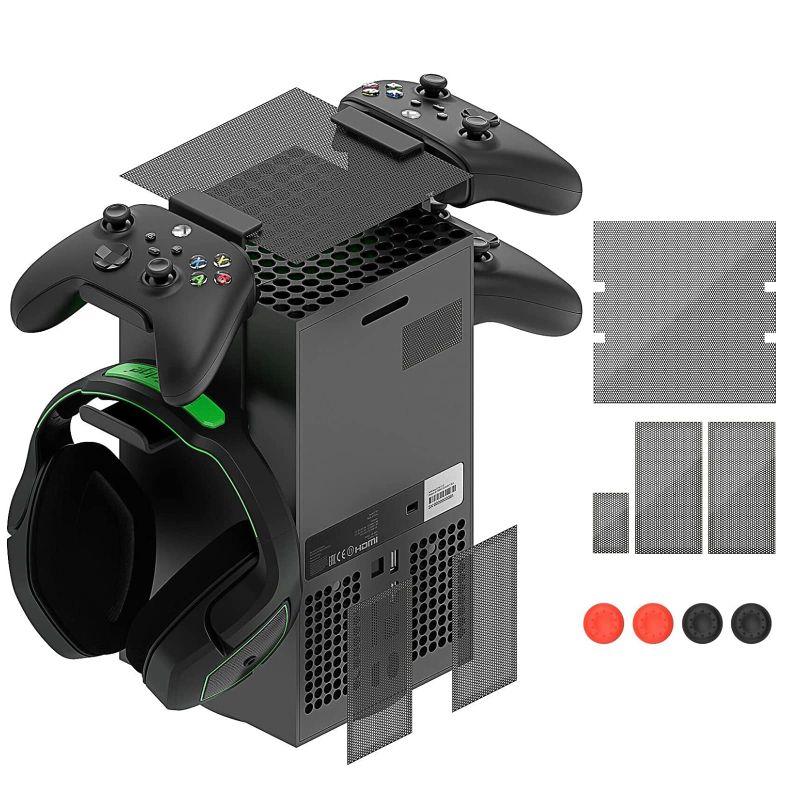 ダストフィルター XboxシリーズX用 コントローラー&ヘッドホンホルダースタンド トップケース 防塵カバーセット ヘッドセットマウントスタ