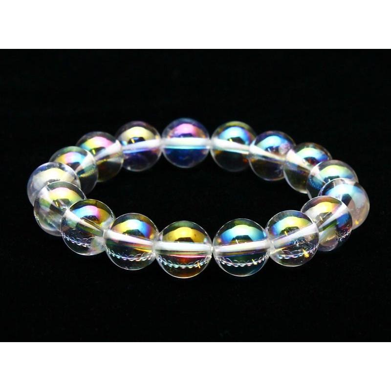 クリスタルクォーツ ブレスレット レインボーオーラ ラウンド カット