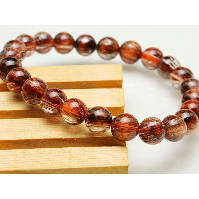キャッツアイルチルクォーツ ブレスレット 8mm 一点物 111-10989