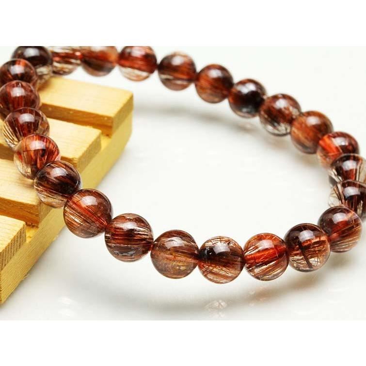 キャッツアイルチルクォーツ ブレスレット 8mm 一点物 111-10989