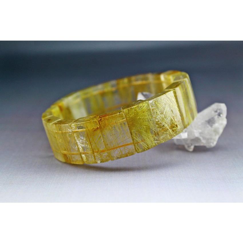 ゴールドタイチンルチルクォーツ バングル 送料無料 一点物 111-121