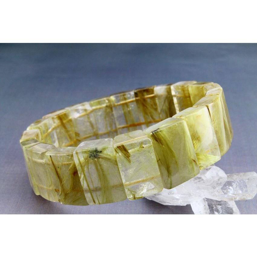 ゴールドタイチンルチルクォーツ バングル 送料無料 一点物 111-124