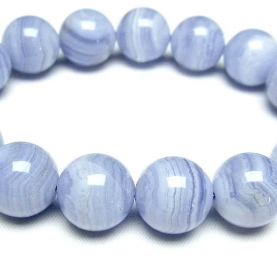 ブルーレースアゲート ブレスレット 14mm アゲット 一点物 111-12631