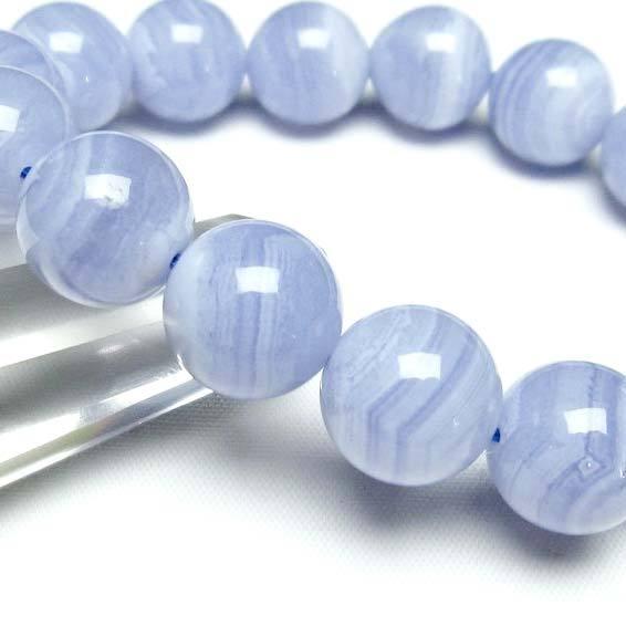 ブルーレースアゲート ブレスレット 14mm アゲット 一点物 111-12636